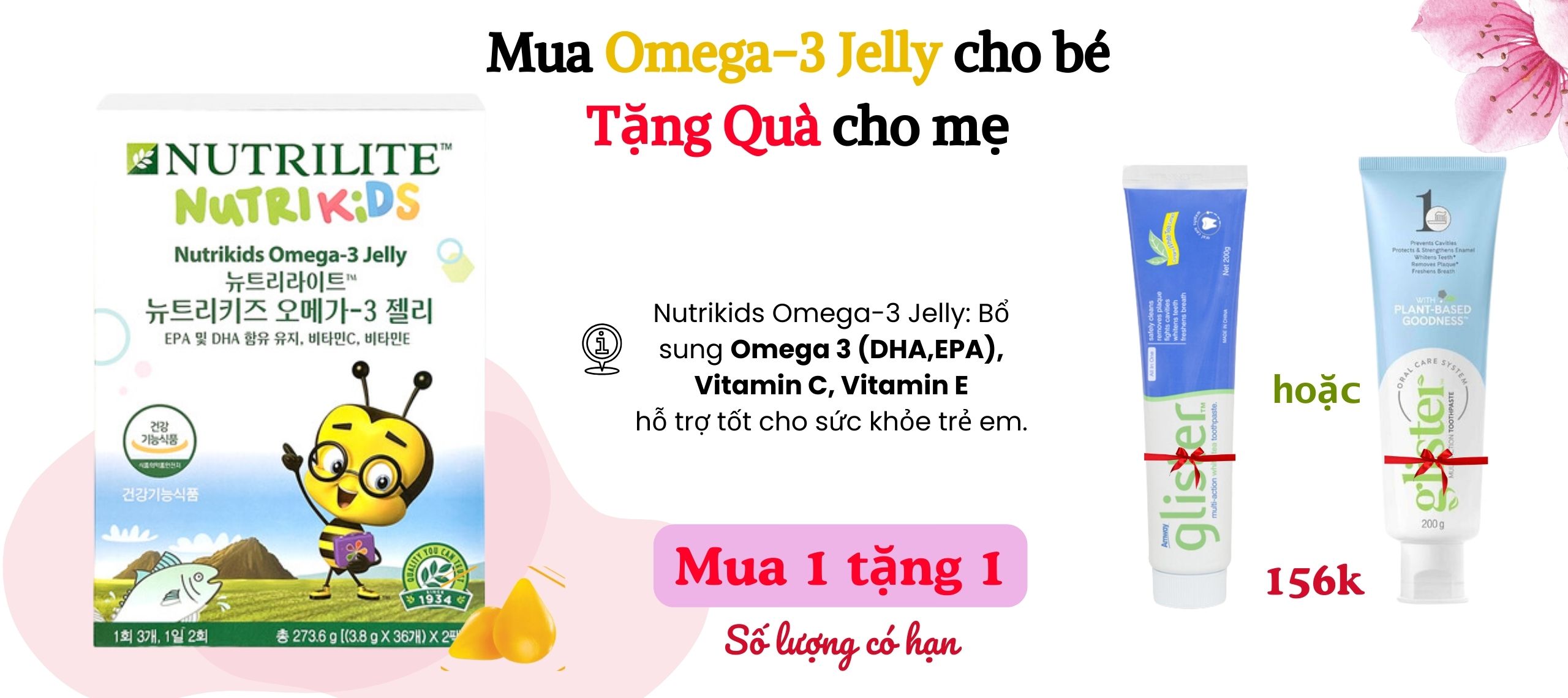 Omega-3 jelly cho bé giảm sốc 539.000đ
